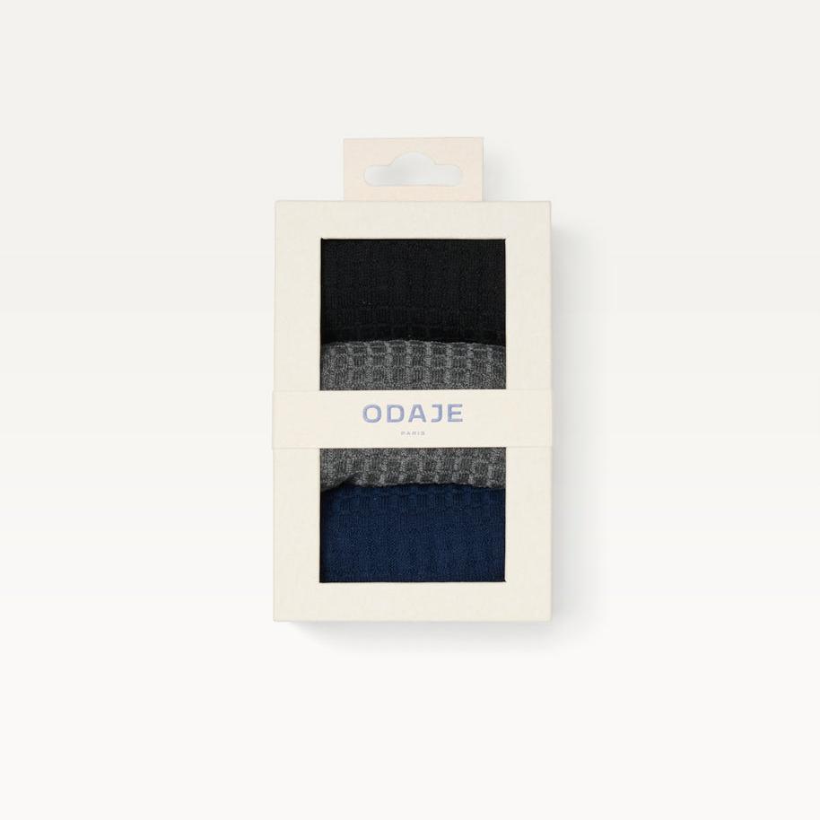 Chaussettes ODAJE Nid d'abeille - Noir gris marine