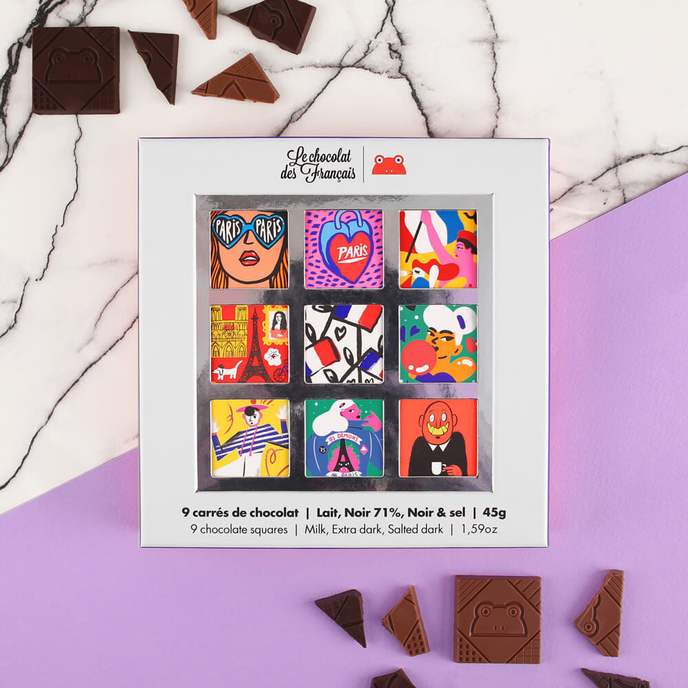 Coffret de 9 carrés de chocolat Bio - 3 recettes