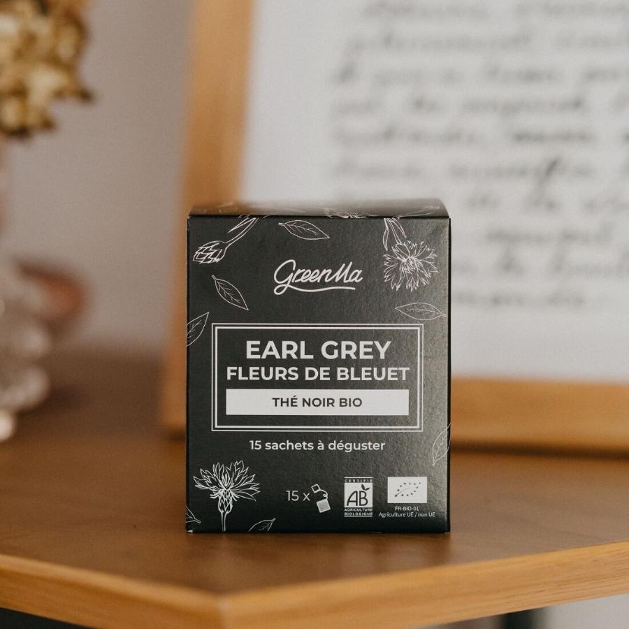 noîte de 15 sachets de thé noir earl grey greenma