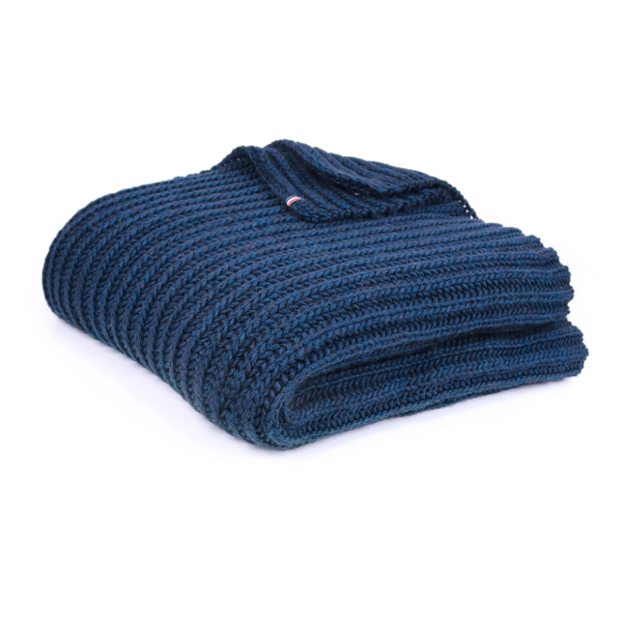 plaid tricoté marine