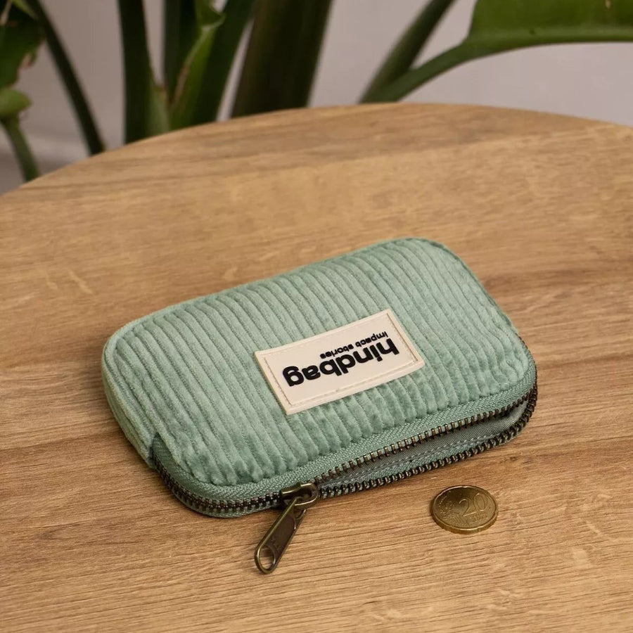porte monnaie hindbag velours vert d'eau