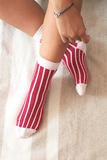 Chaussettes made in France Maison causette rayé rouge à paillettes
