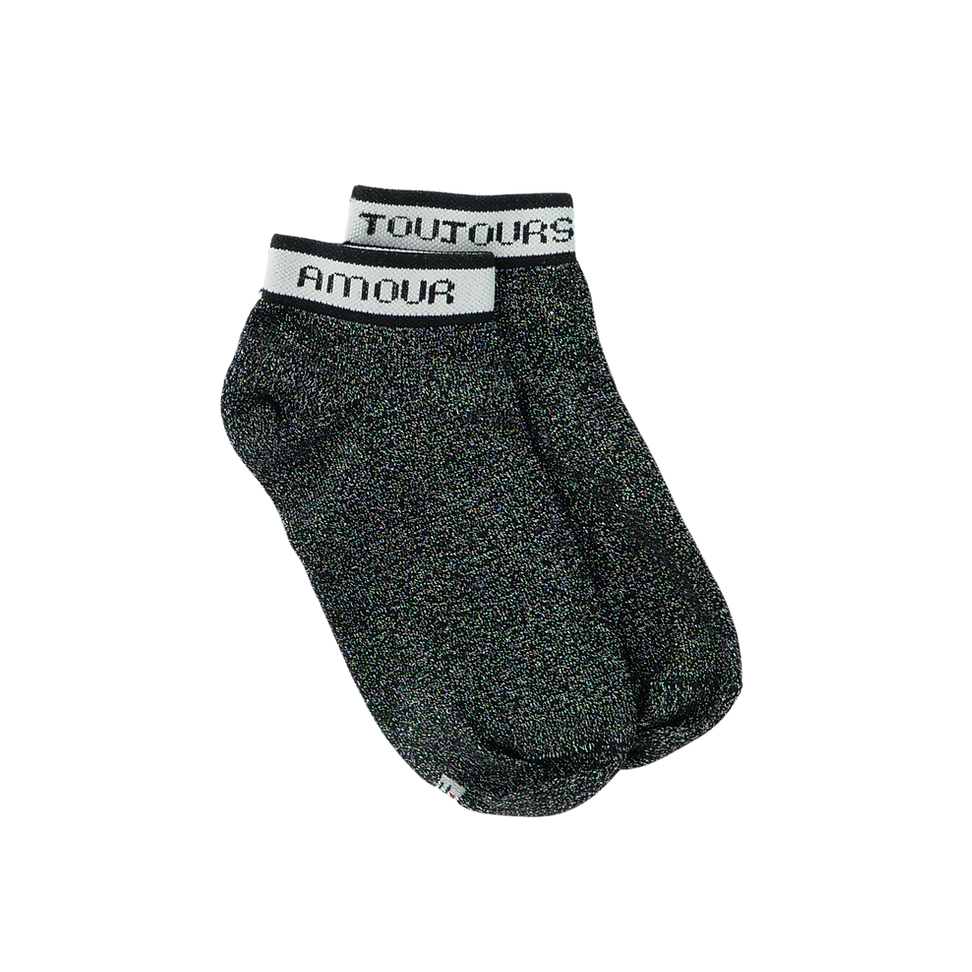 Socquettes Justine l'amour en noir. Marque Maison causettes