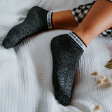 Socquettes Justine l'amour en noir. Marque Maison causettes