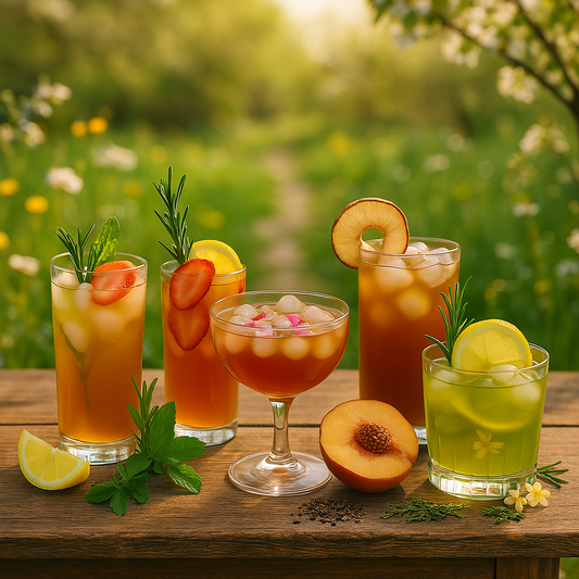 visuel des 5 thé vert sur une table dans la nature