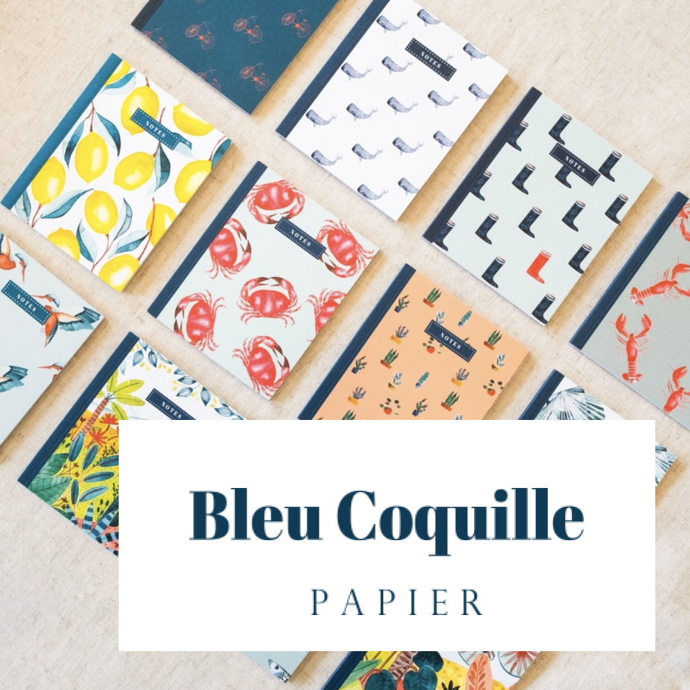 Bleu coquille papetterie carterie illustration