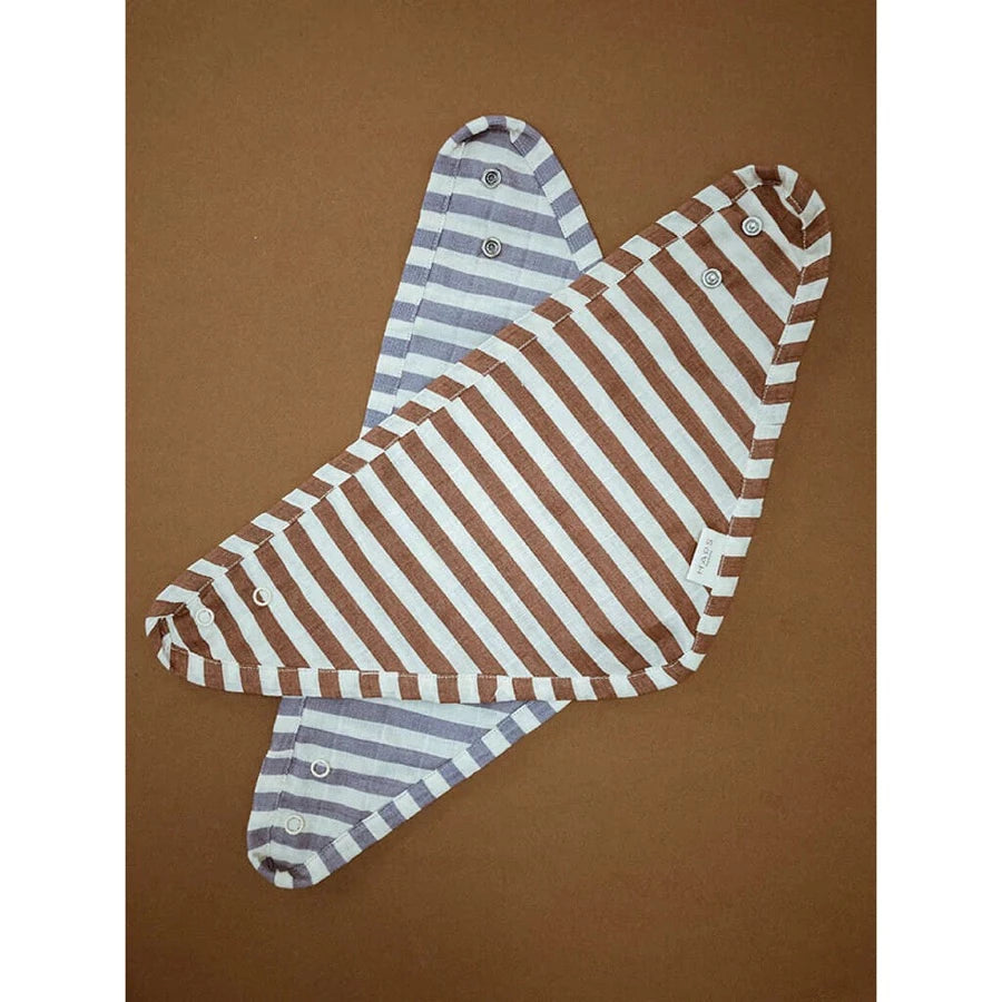 2 mini bavoirs - Rayures terracotta/lavande