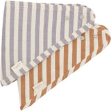 2 mini bavoirs - Rayures terracotta/lavande