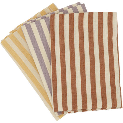 3 grands langes - rayures terracotta/moutarde/lavande