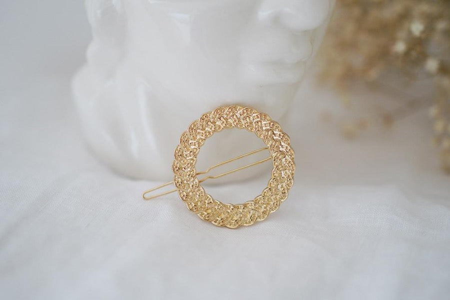 Barrette Couronne Tressée Joanie dorée