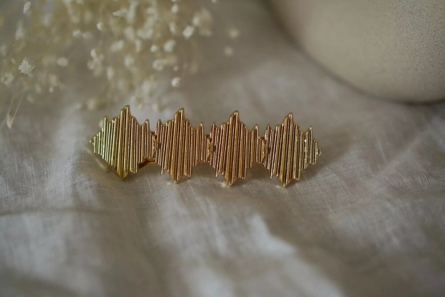 Barrette 9 Giselle Losanges Structurés Dorés