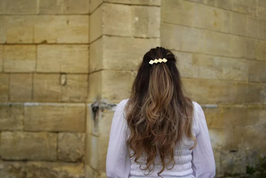 Barrette Giselle 9 Losanges Structurés Dorés 2