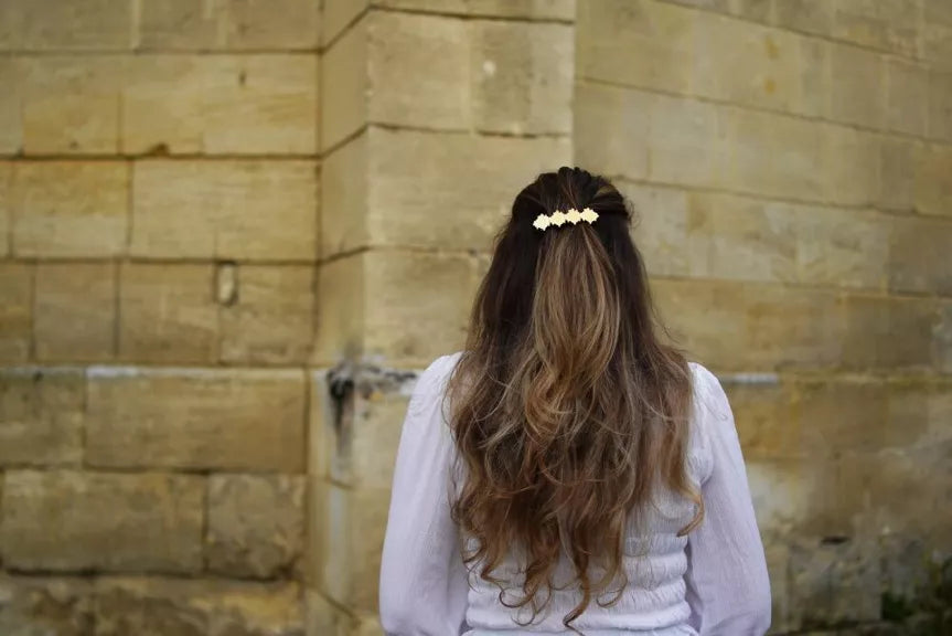 Barrette Giselle 9 Losanges Structurés Dorés 2