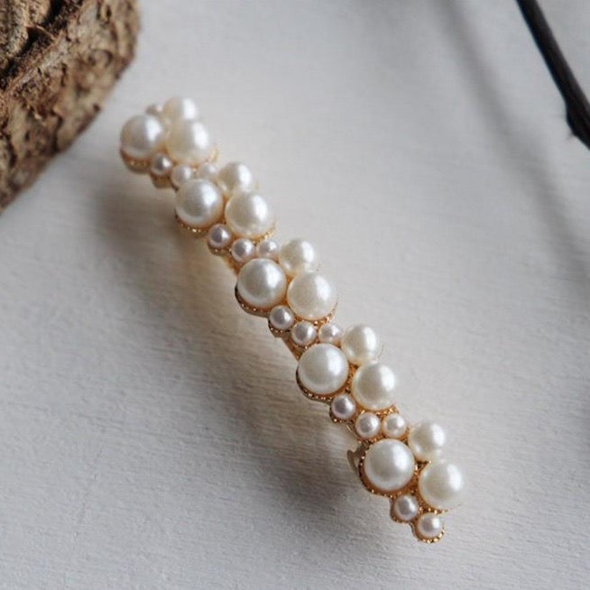 Barrette Inès perles blanches