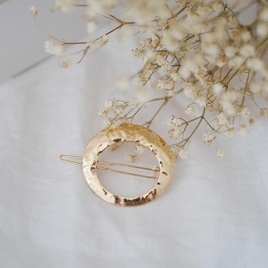 Barrette Ovale Martelée Elia dorée