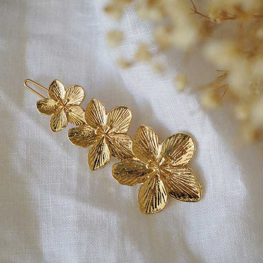 Barrette Ysaline Série de Fleurs Dorée