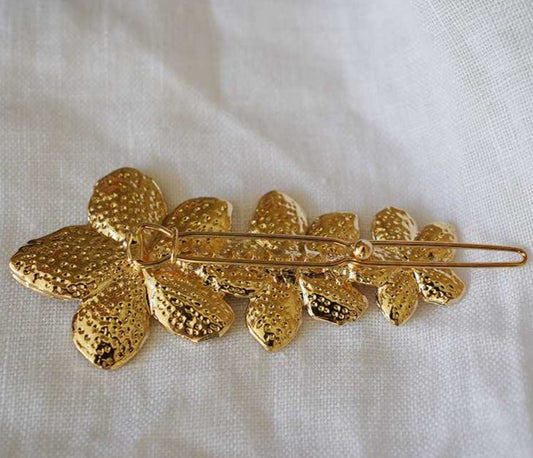 Barrette Ysaline Série de Fleurs Dorée