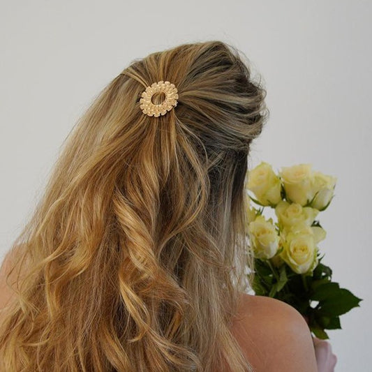 Barrette Guillemette Ronde Pétales Dorés