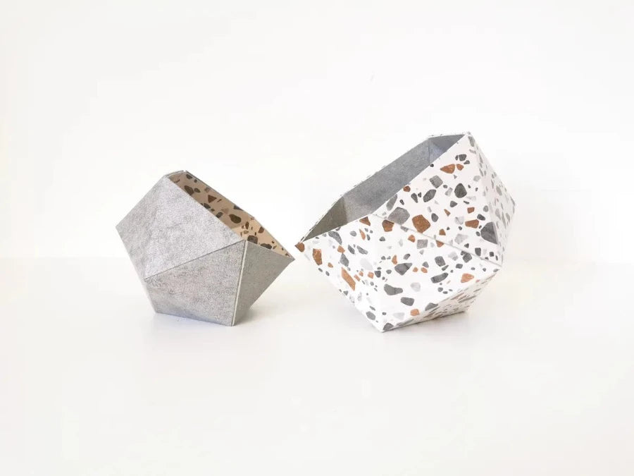 Boîtes origami Terrazzo / béton gris