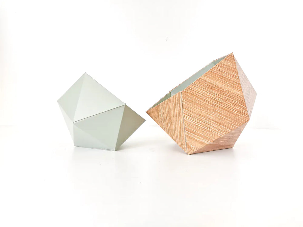 Boîtes origami Vert amande / Chêne scandinave