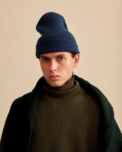 Bonnet fabriqué en France 100% Mérinos Marine
