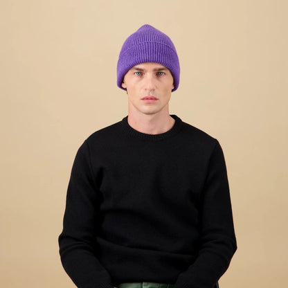 Bonnet laine mérinos violet