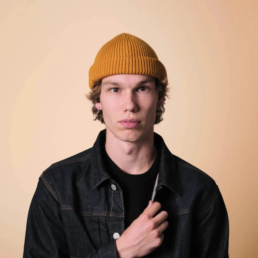 Bonnet Ara 100% laine mérinos - Jaune ocre