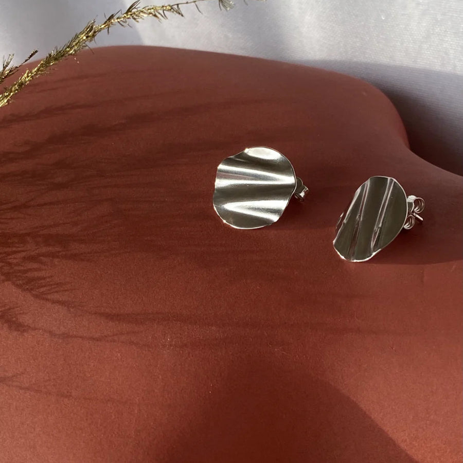 Boucles drapées rondes Argent - Aora bijoux