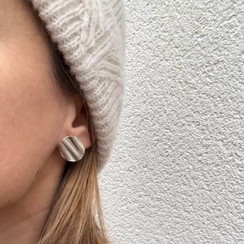 Boucles drapées rondes Argent - Aora bijoux