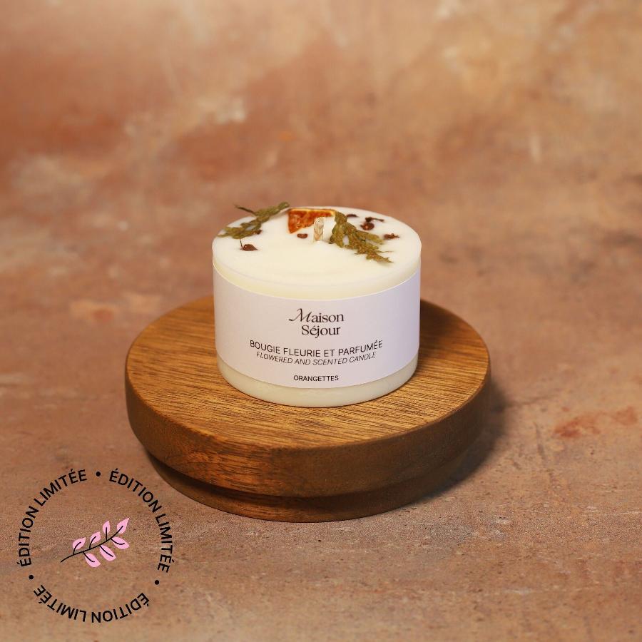 Bougie fleurie parfum orangette