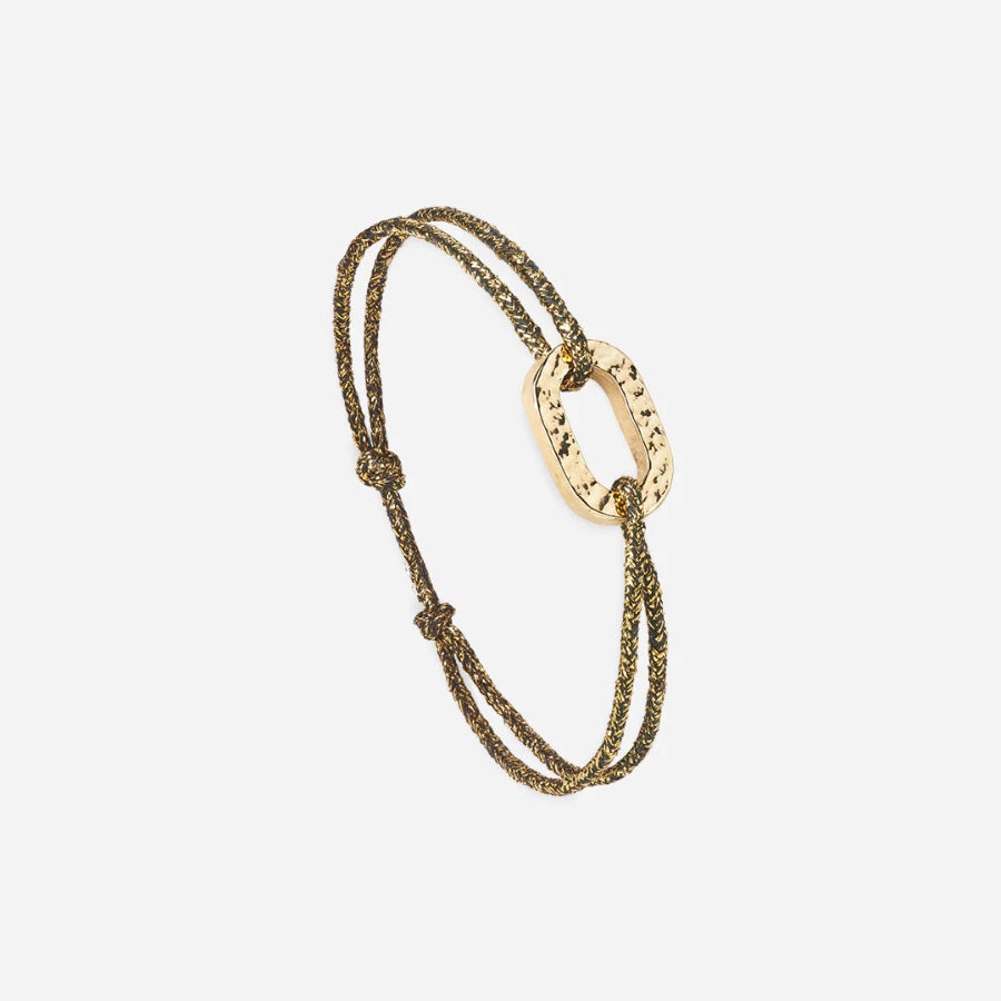 Bracelet martelé or maillon 16mm - Or noir pailleté