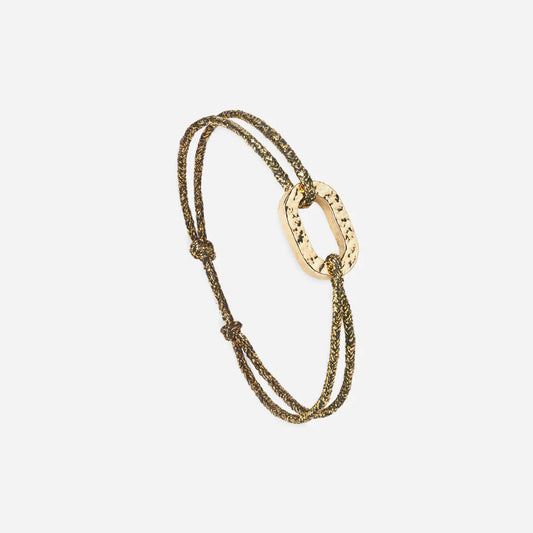 Bracelet martelé or maillon 16mm - Or noir pailleté