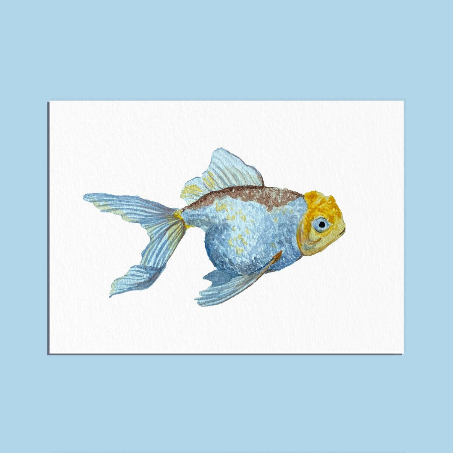 carte postale poisson bleu ogre illustration