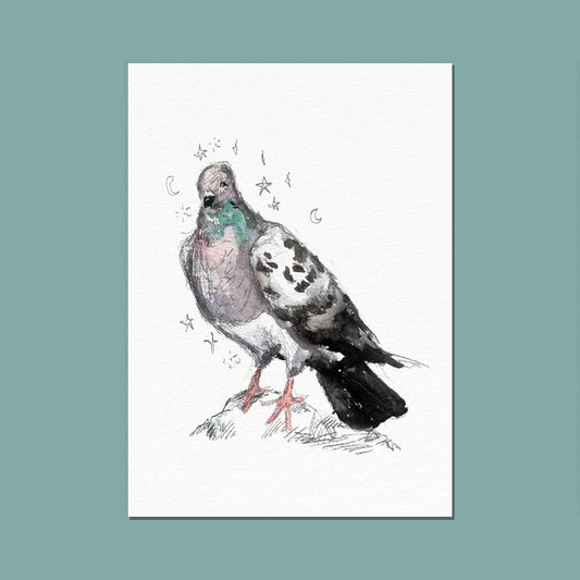 carte postale pigeon ogre illustration