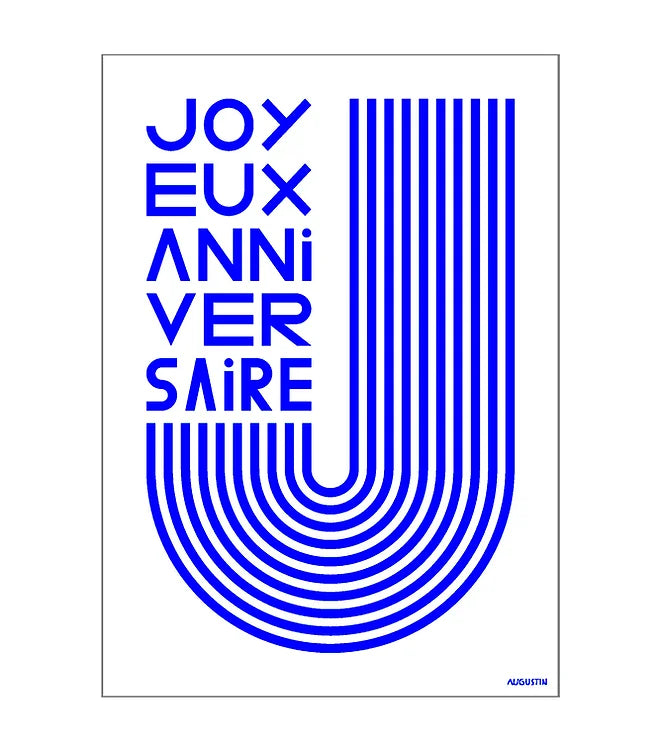 Carte postale - Joyeux anniversaire bleu- Augustin