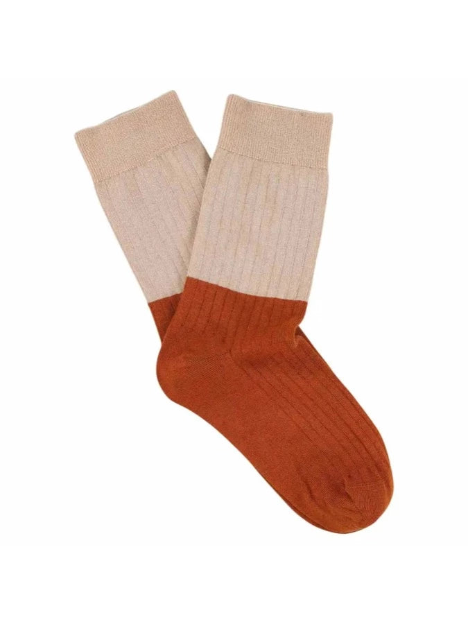 Chaussettes Femme - Color block Rose/Brique