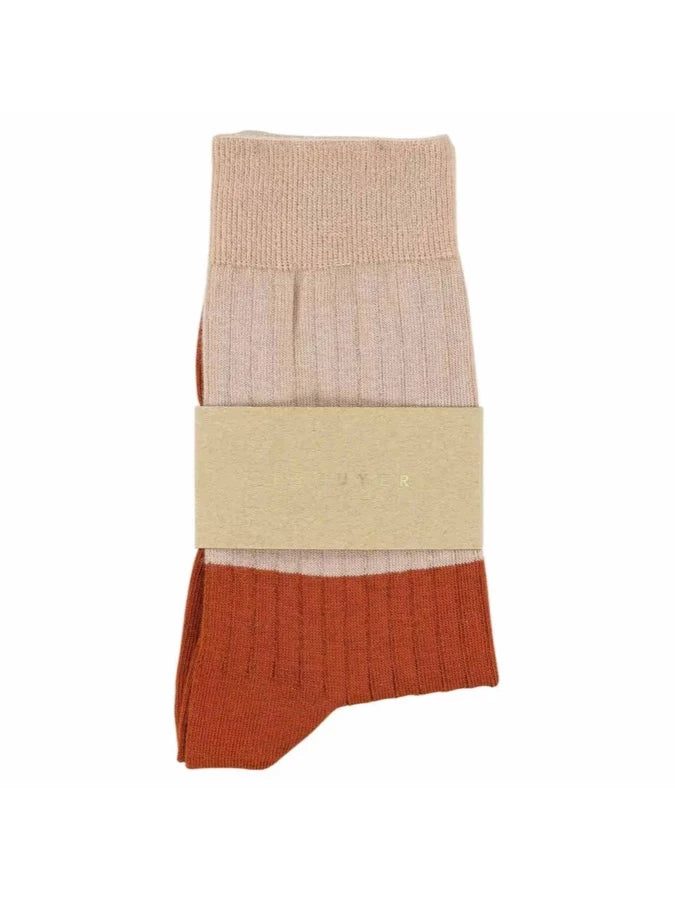 Chaussettes Femme - Color block Rose/Brique