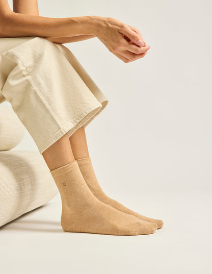 Pack de 3 chaussettes femme : paillettes/léopard/beige