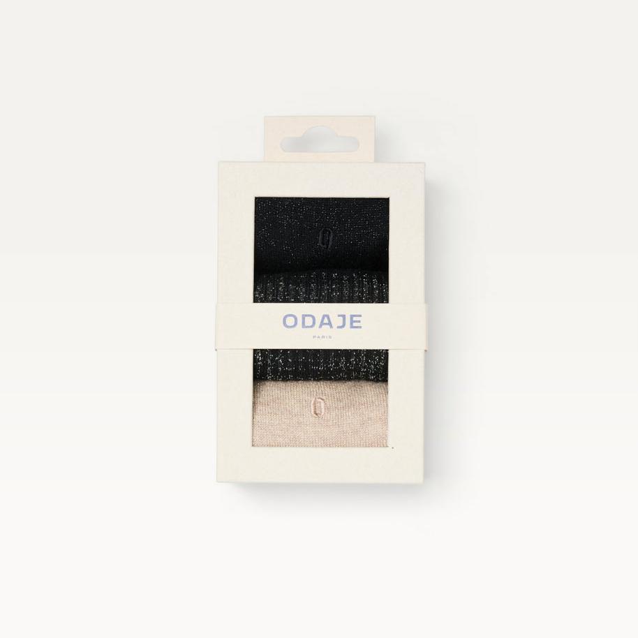 Pack de 3 chaussettes femme : côtelé noir argenté champagne