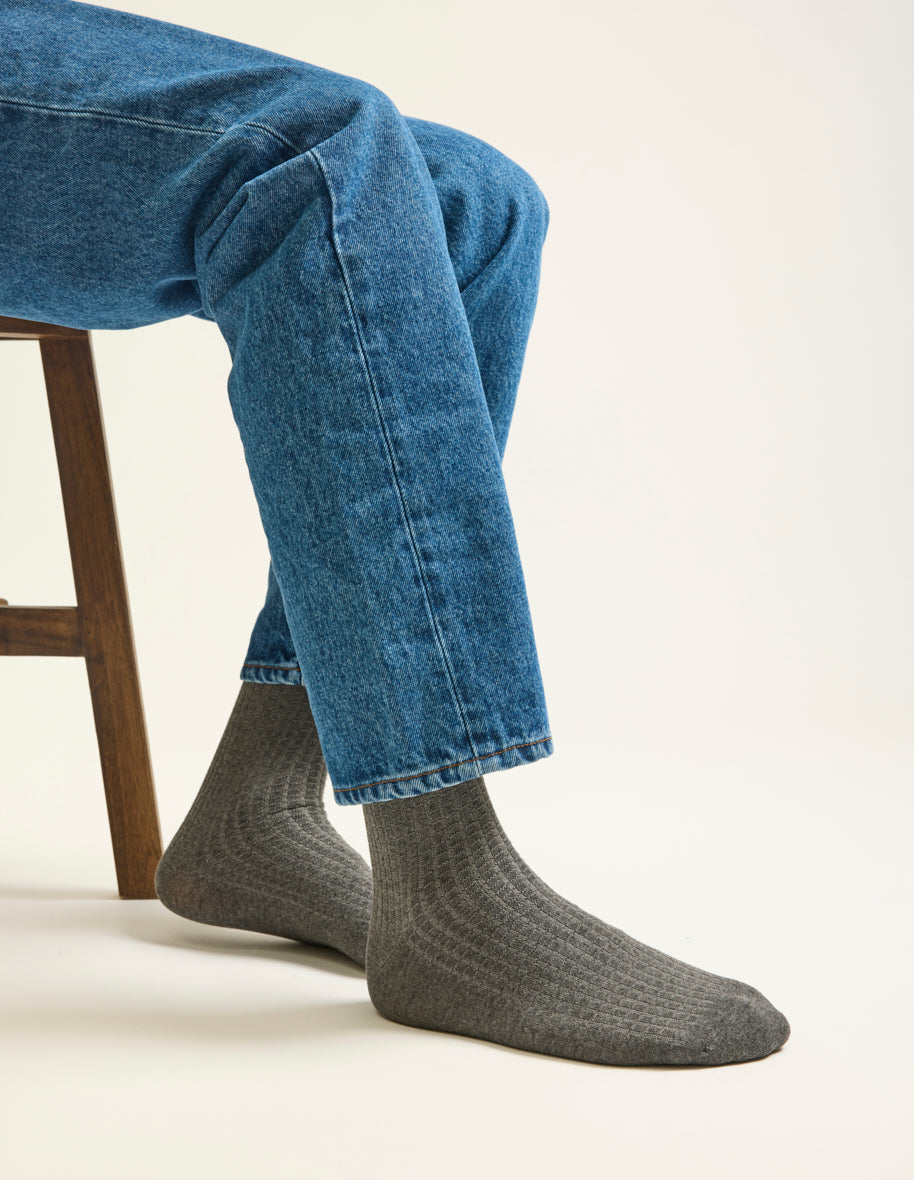 Chaussettes ODAJE Nid d'abeille - Noir gris marine