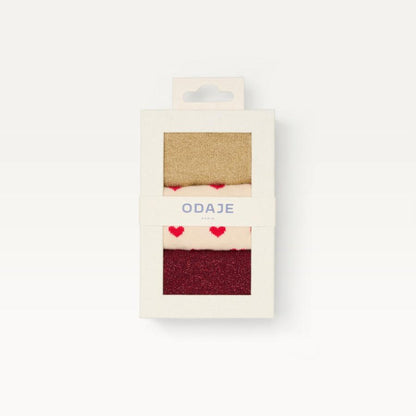 Pack de 3 chaussettes fantaisie femme - Petit coeur bordeaux doré