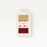 Pack de 3 chaussettes fantaisie femme - Petit coeur bordeaux doré