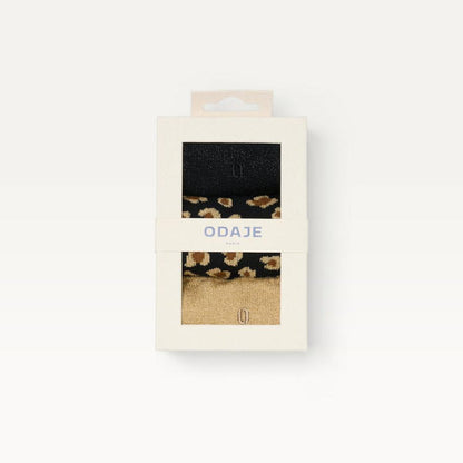 Pack de 3 chaussettes femme - léopard/noir/doré