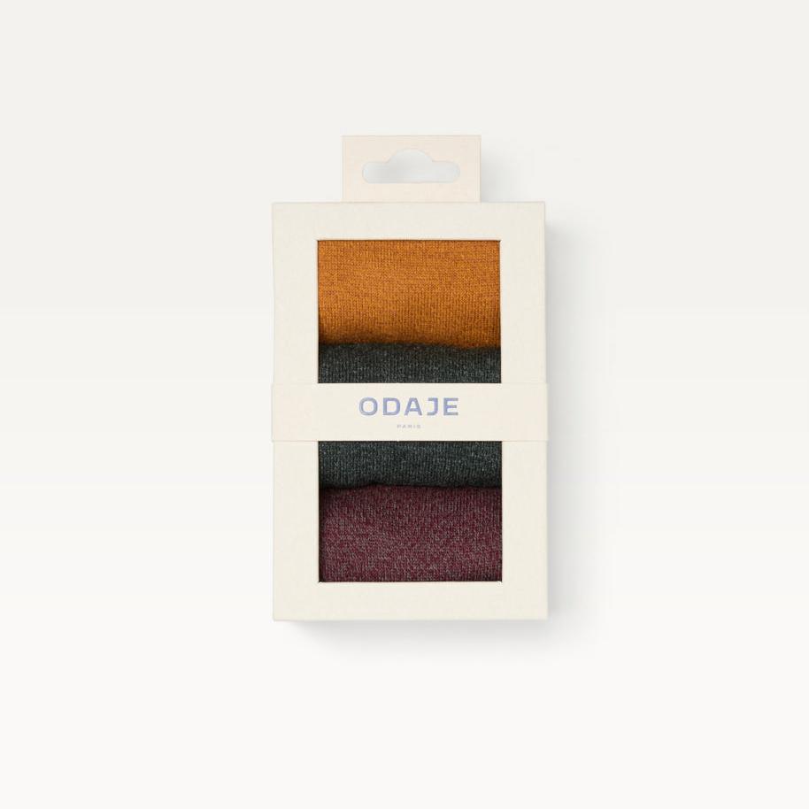 Chaussettes Odaje Chiné - Bordeaux vert moutarde