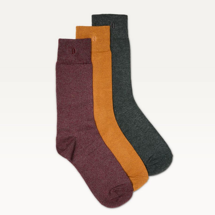 Chaussettes Odaje Chiné - Bordeaux vert moutarde