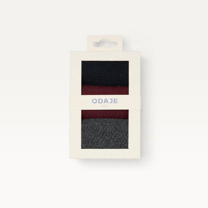 Chaussettes Odaje Gaufré - Marine bordeaux gris