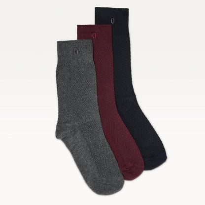 Chaussettes Odaje Gaufré - Marine bordeaux gris