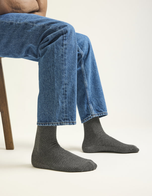 Chaussettes Odaje Gaufré - Marine bordeaux gris