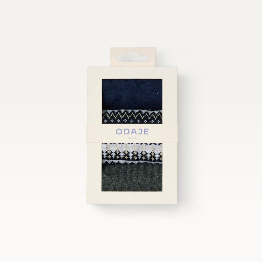 Chaussettes Odaje Rétro Montagne - Marine vert