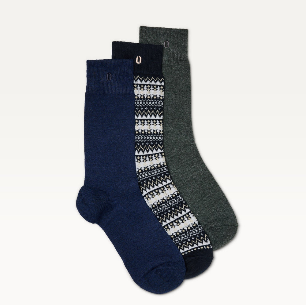 Chaussettes Odaje Rétro Montagne - Marine vert